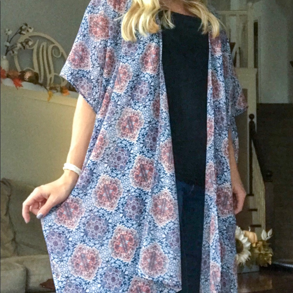Kimono-  navy + orange